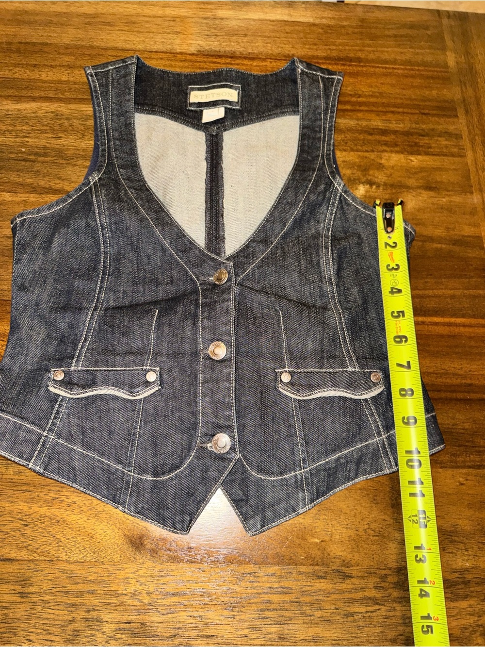 Stetson Western stretch Denim Vest dark wash  with Cream Label - Picture 9 of 9